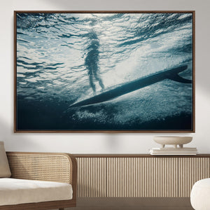 Underwater Surf Wall Art – Framed Ocean Wave Canvas Artwork,