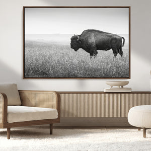 Bison Wall Art Canvas Print – Framed Rustic Wildlife Scene