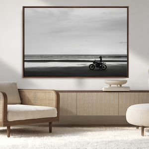 Motorcycle Beach Wall Art Canvas Print – Framed Vintage