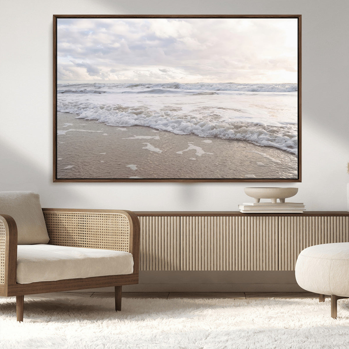 Ocean Waves Wall Art Canvas Print – Framed Coastal Shoreline
