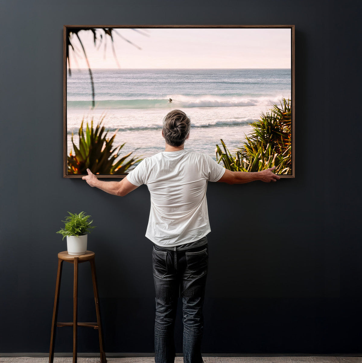 Ocean Surfer Wall Art Canvas Print – Framed Coastal Surf Art