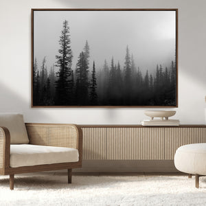 Misty Pines Wall Art Canvas Print – Framed Woodland