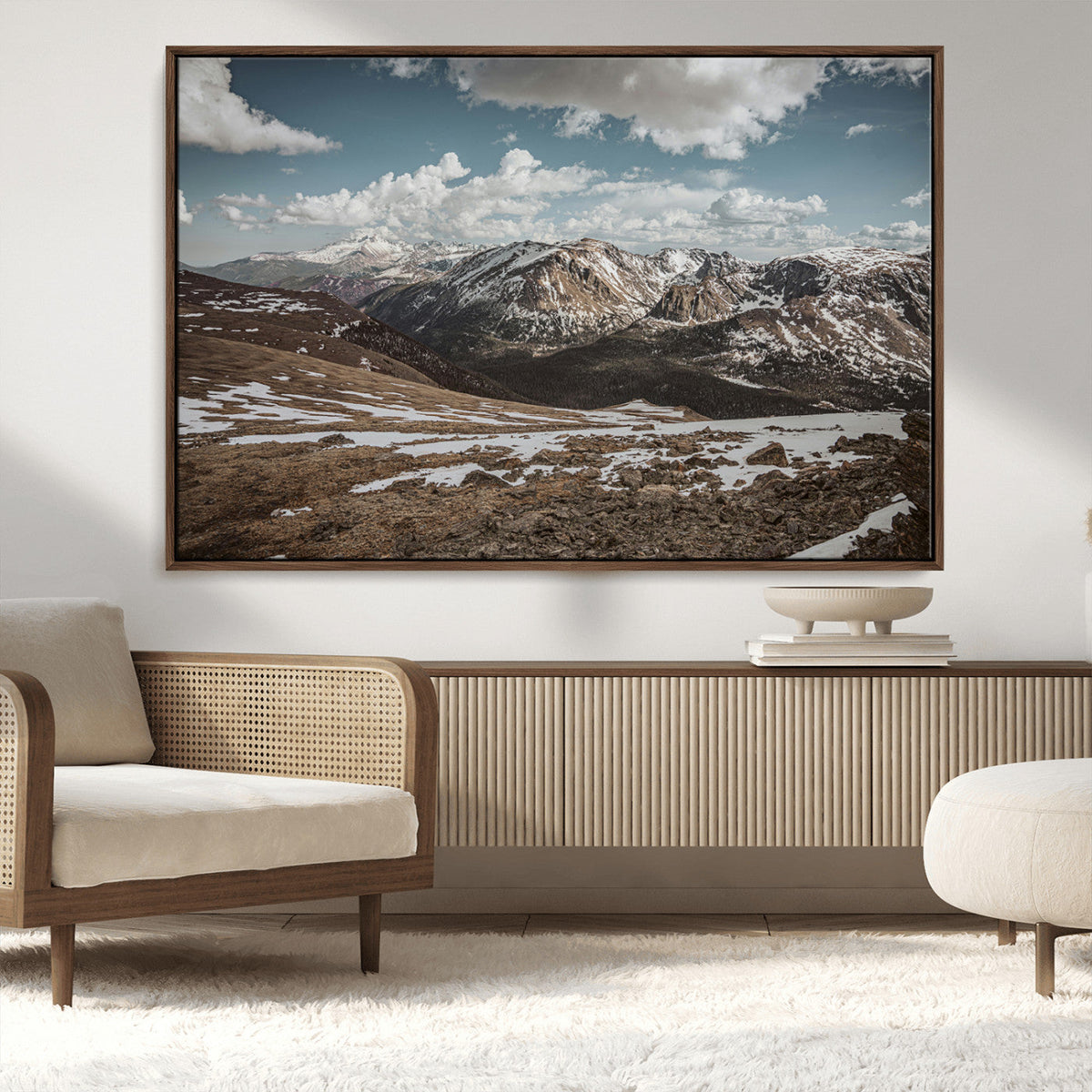 Mountain Landscape Wall Art Canvas Print – Framed Snowy
