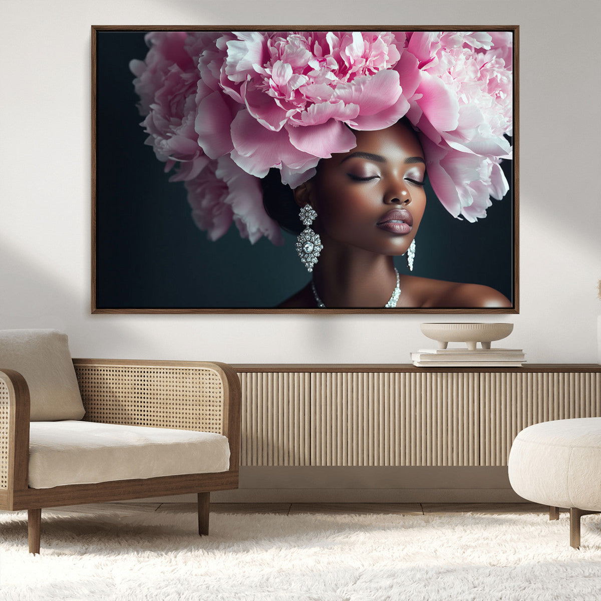 Black Beauty Petal Crown Wall Art Canvas Print – Floral