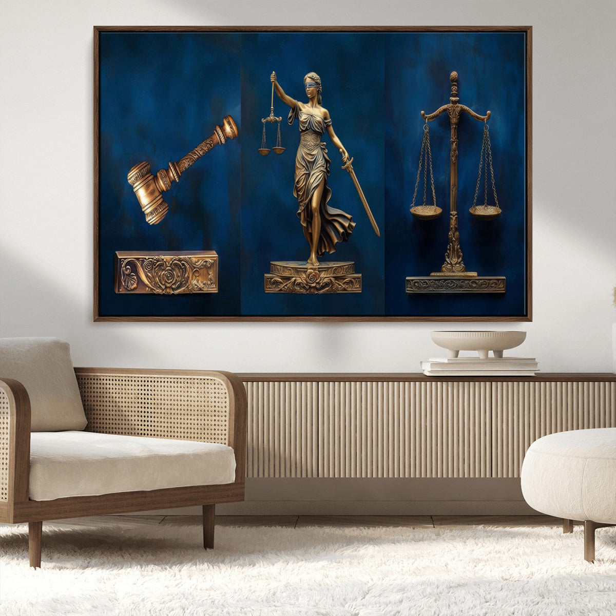Lady Justice Wall Art Canvas Print – Elegant Gold Legal