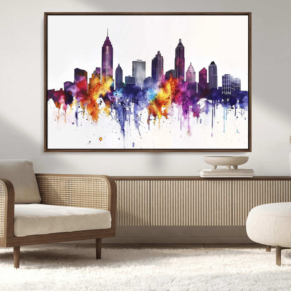 Atlanta Skyline Wall Art Canvas Print – Framed Colorful