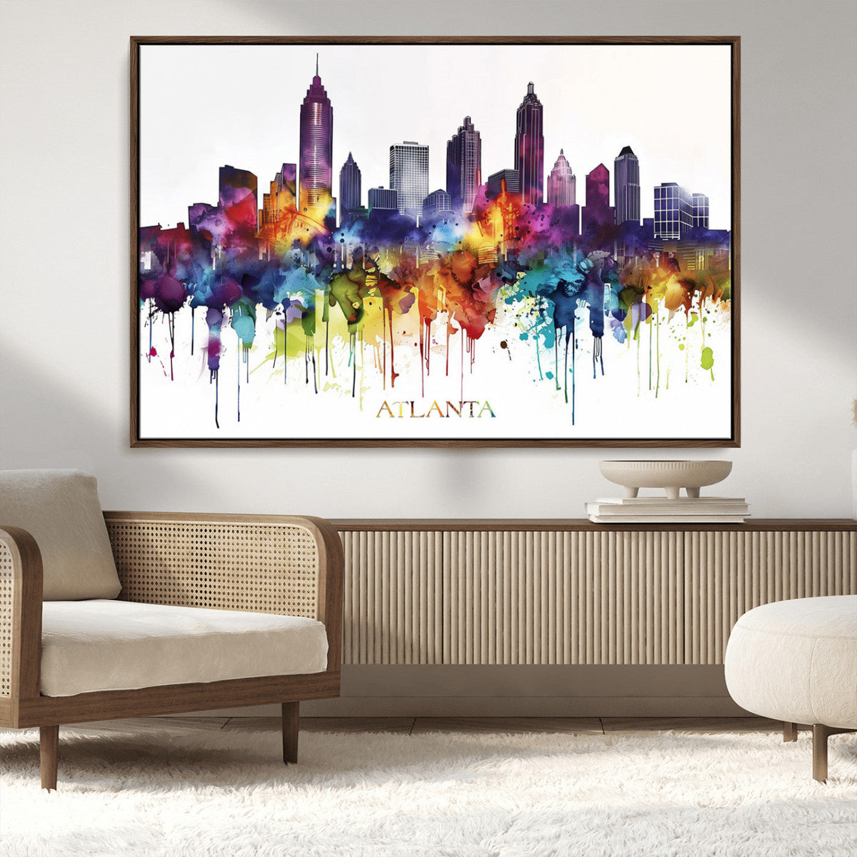 Atlanta Skyline Wall Art Canvas Print – Framed Colorful
