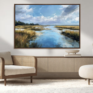 Marshland Wall Art Canvas Print – Serene Water Reflection