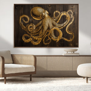 Octopus Wall Art Canvas Print – Wooden Art Sea Creature