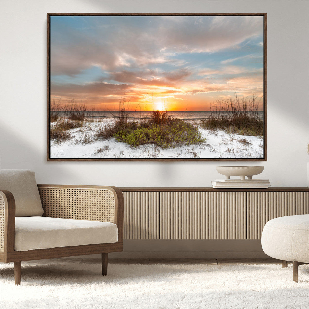 Sunset Beach Wall Art Print – Coastal Canvas Ocean Landscape