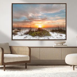 Sunset Beach Wall Art Print – Coastal Canvas Ocean Landscape