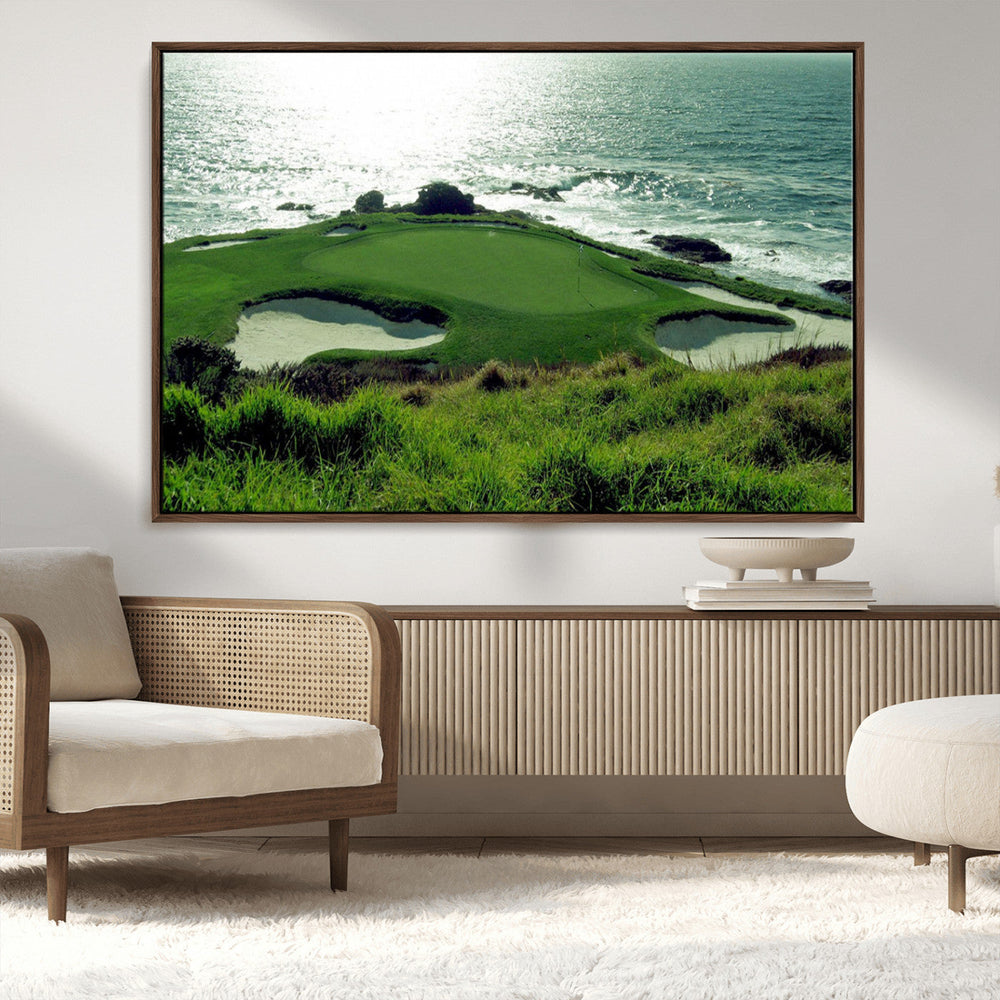 Coastal Golf Course Wall Art Canvas Print – Scenic Green