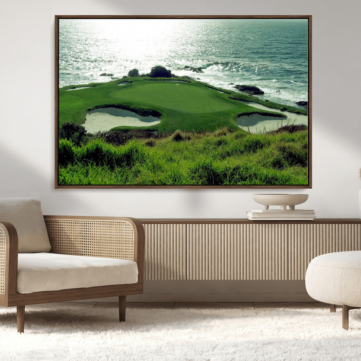 Coastal Golf Course Wall Art Canvas Print – Scenic Green