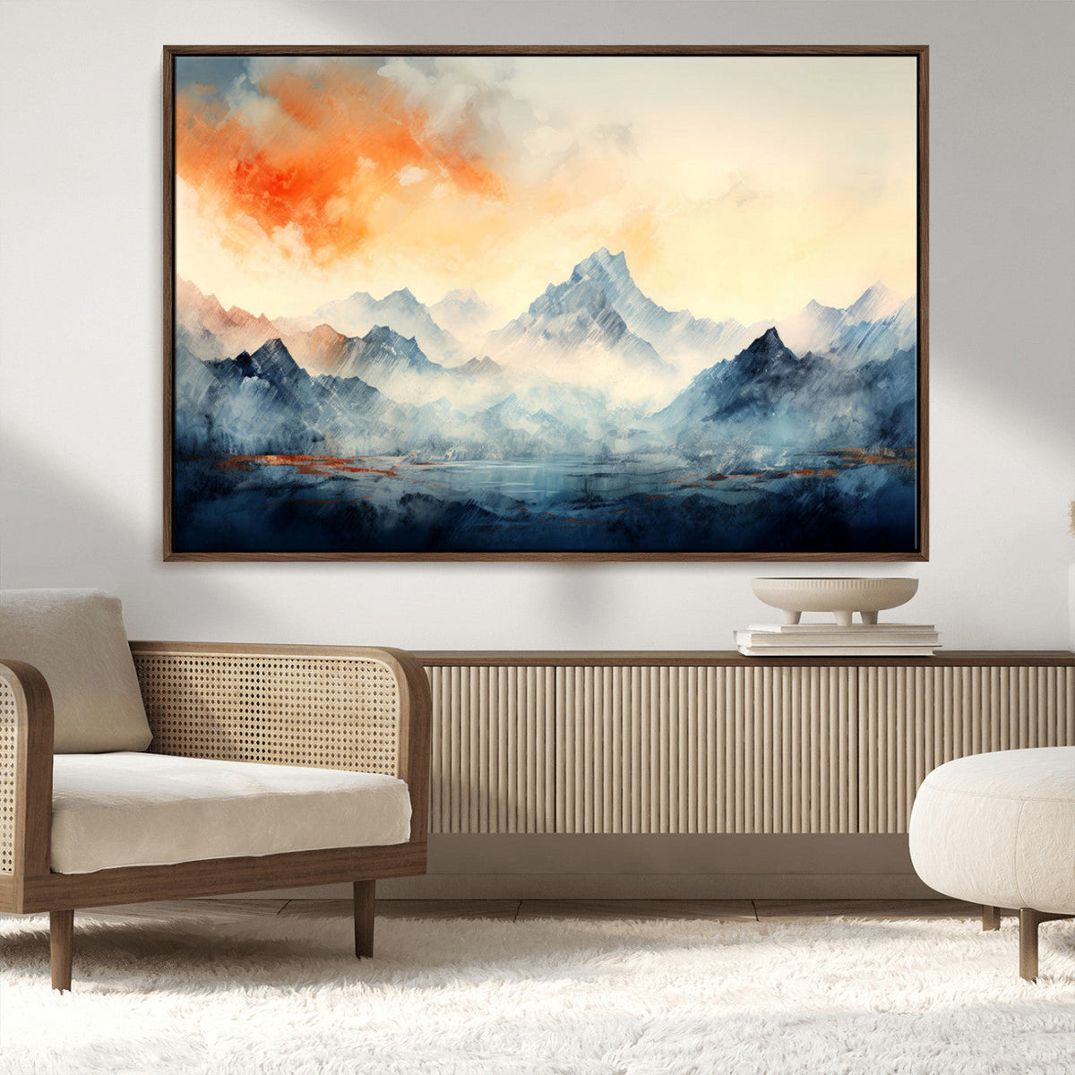 Warm Clouds Abstract Mountain Wall Art Canvas Print