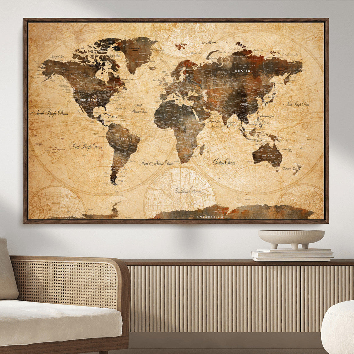 Push Pin World Map Canvas Print – Travel Tracker Wall Art