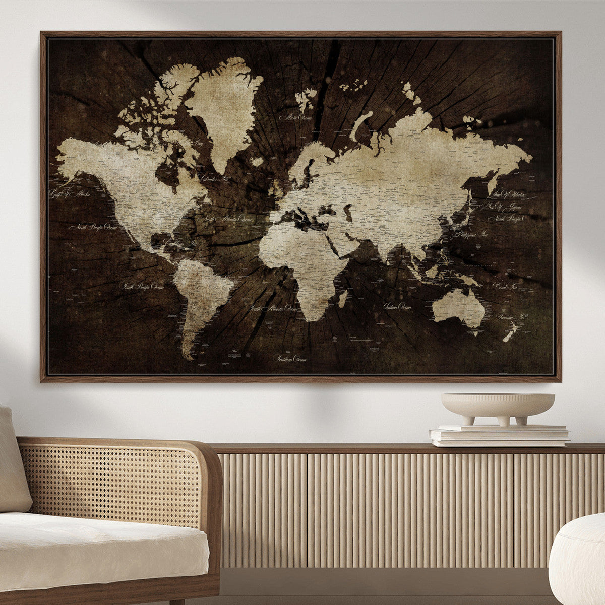 World Map Wall Art Canvas Print – Framed Travel Map Wall Art
