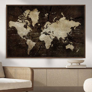 World Map Wall Art Canvas Print – Framed Travel Map Wall Art