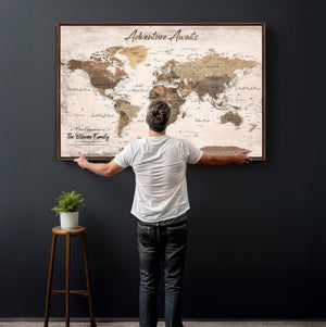 Custom Push Pin World Map Wall Art Canvas Print –