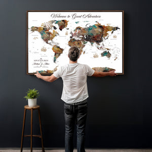 Customizable Framed World Map Canvas Print – Personalized