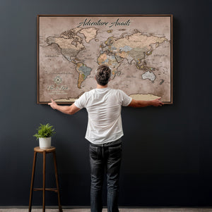Custom Push Pin World Map Wall Art Canvas Print –