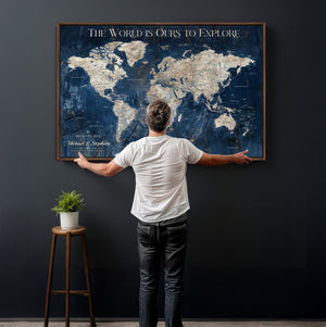 Custom Push Pin Travel Map Wall Art Canvas Print –