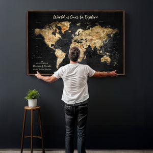 Framed Personalized Push Pin World Map – Custom Travel