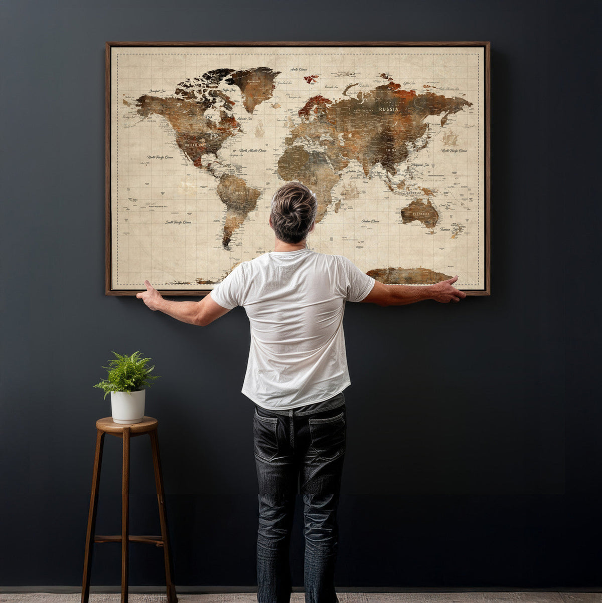 World Map Canvas Print – Framed Detailed Map of the World