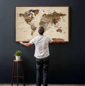 World Map Canvas Print – Framed Detailed Map of the World