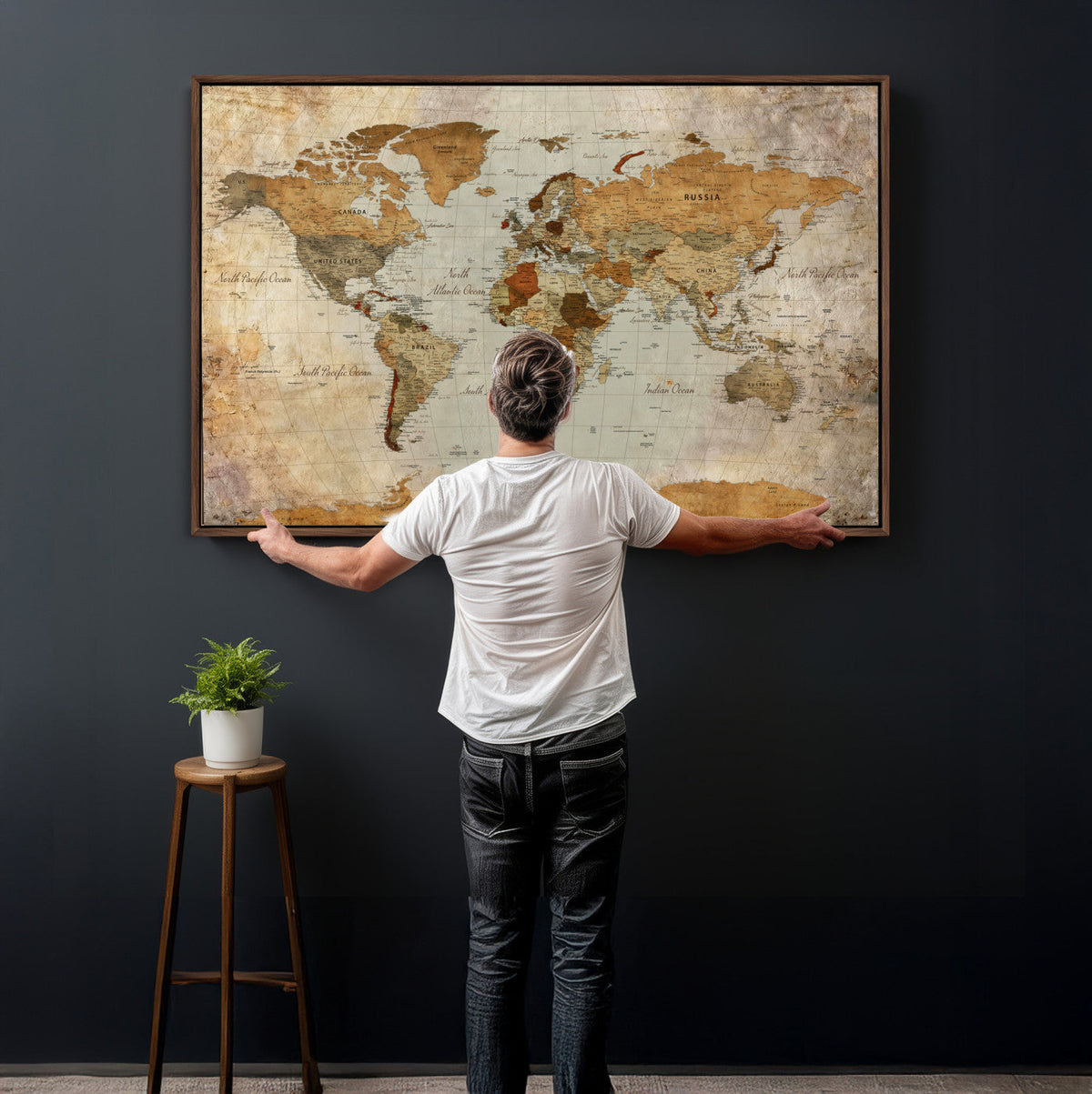 World Map Canvas Print – Detailed Map of the World Wall Art