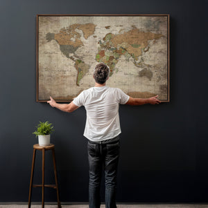 World Map Canvas Print – Framed Travel Map Wall Art for