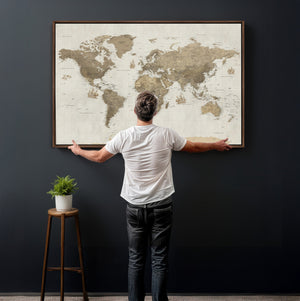 Detailed World Map Wall Art Canvas Print