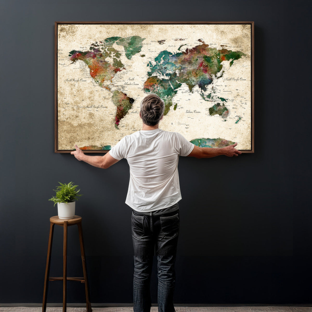 World Map Canvas Print – Framed Detailed Map of the World