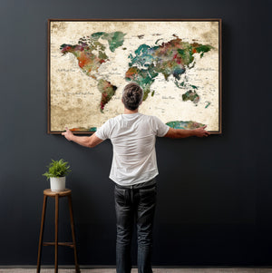 World Map Canvas Print – Framed Detailed Map of the World