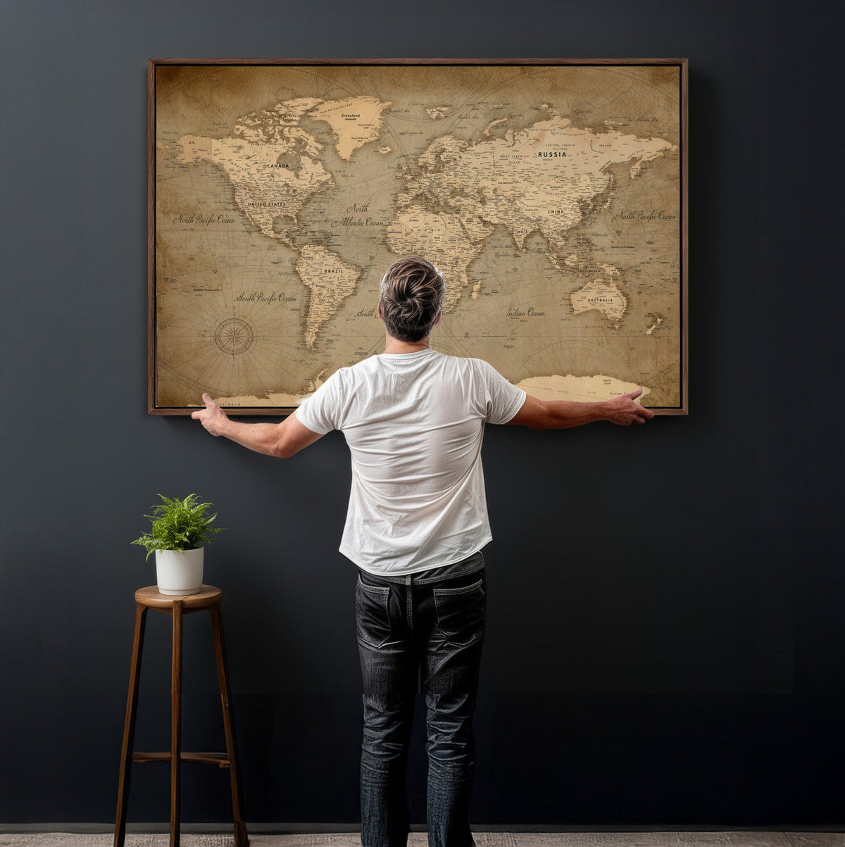 World Map Canvas Print – Framed Travel Map Wall Art for