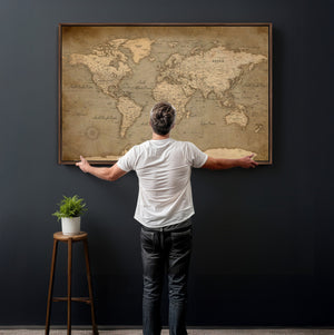 World Map Canvas Print – Framed Travel Map Wall Art for