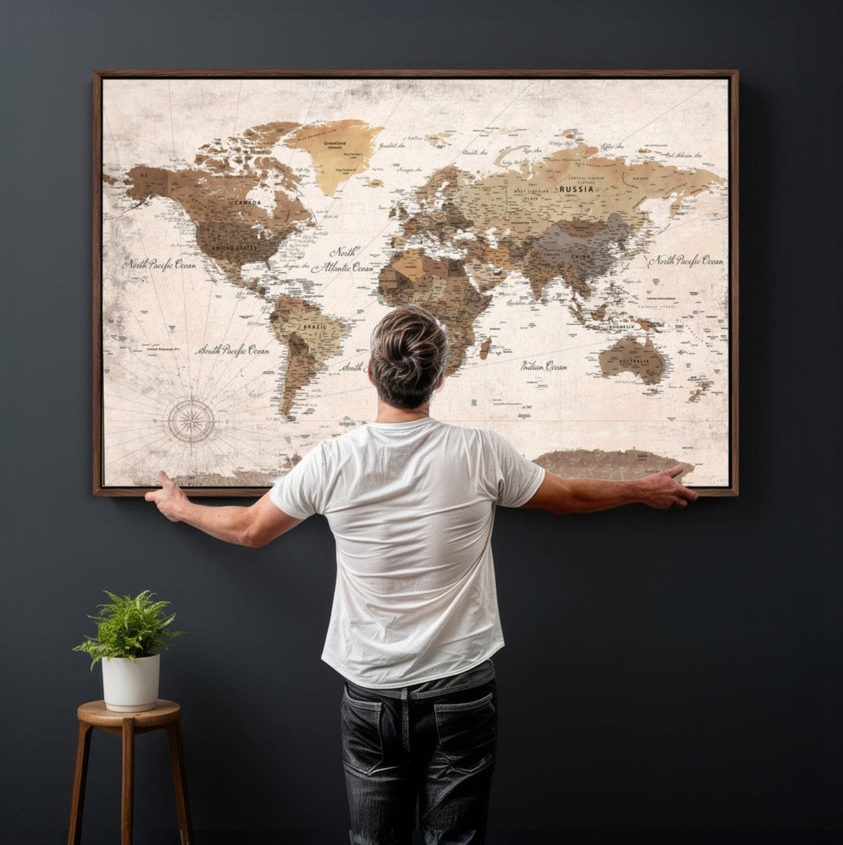 World Map Canvas Print – Framed Travel Map Wall Art for