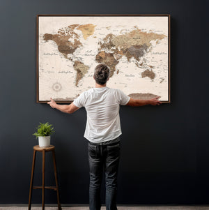 World Map Canvas Print – Framed Detailed Map of the World