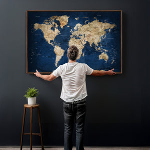 World Map Canvas Print – Framed Travel Map Wall Art for