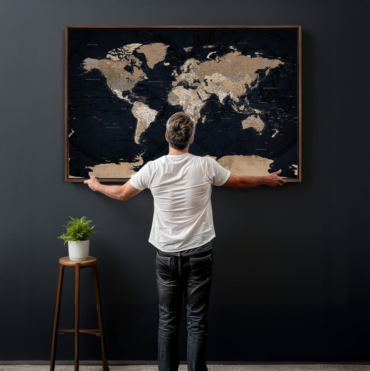 Grunge Wall Art World Map Canvas Print