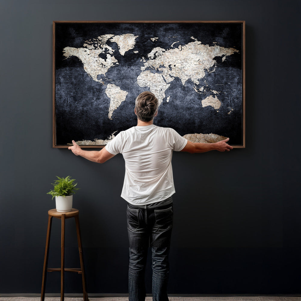 Vintage World Map Canvas Wall Art – Antique Triptych Map