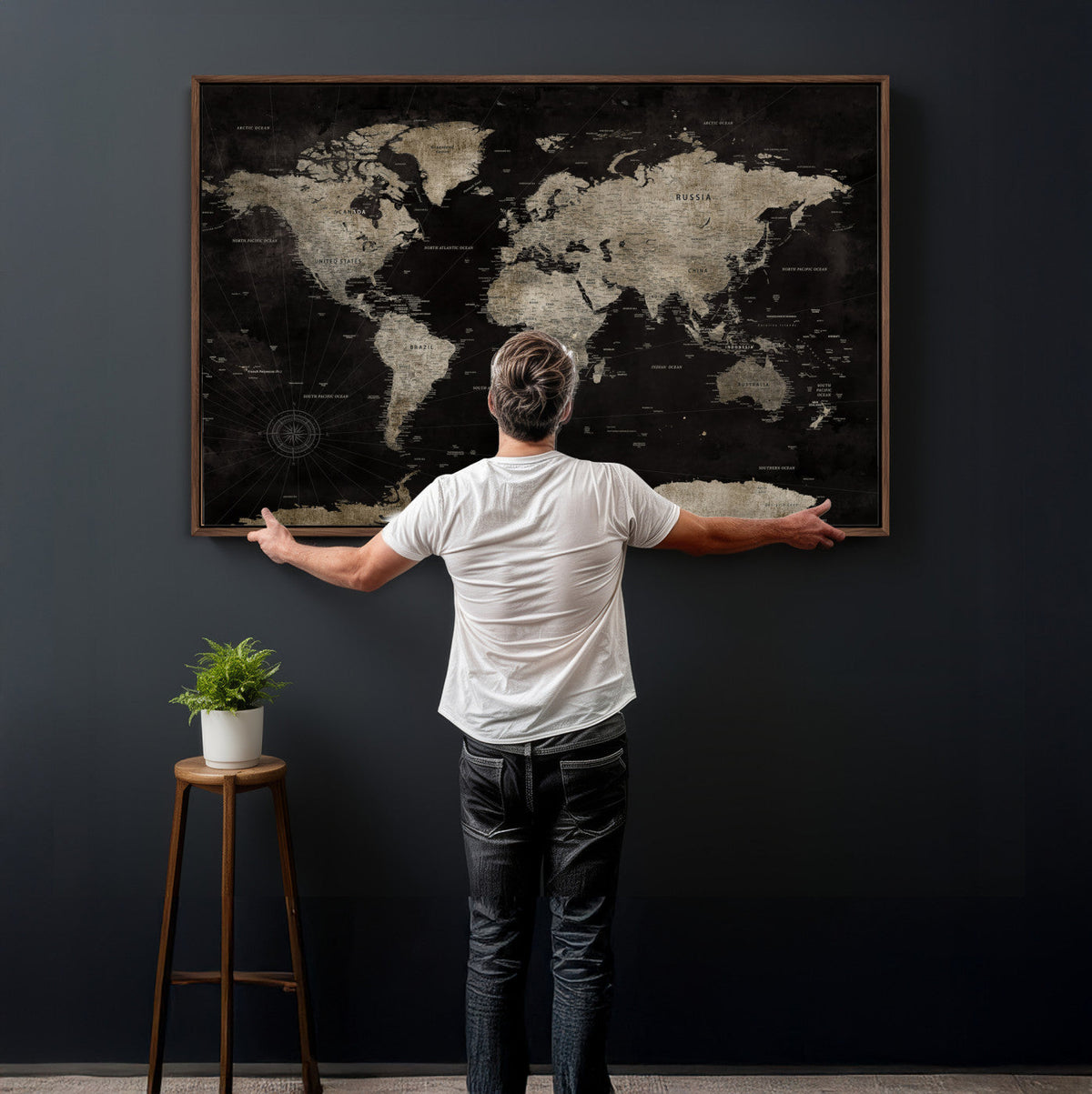 Detailed World Map Wall Art Print - Large Framed World Map
