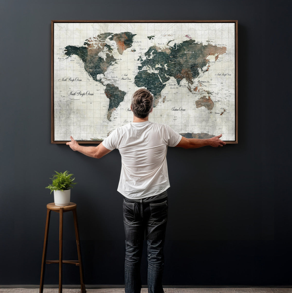 World Map Canvas Print – Framed Travel Map Wall Art for