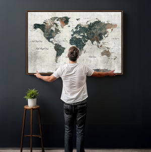 World Map Canvas Print – Framed Travel Map Wall Art for