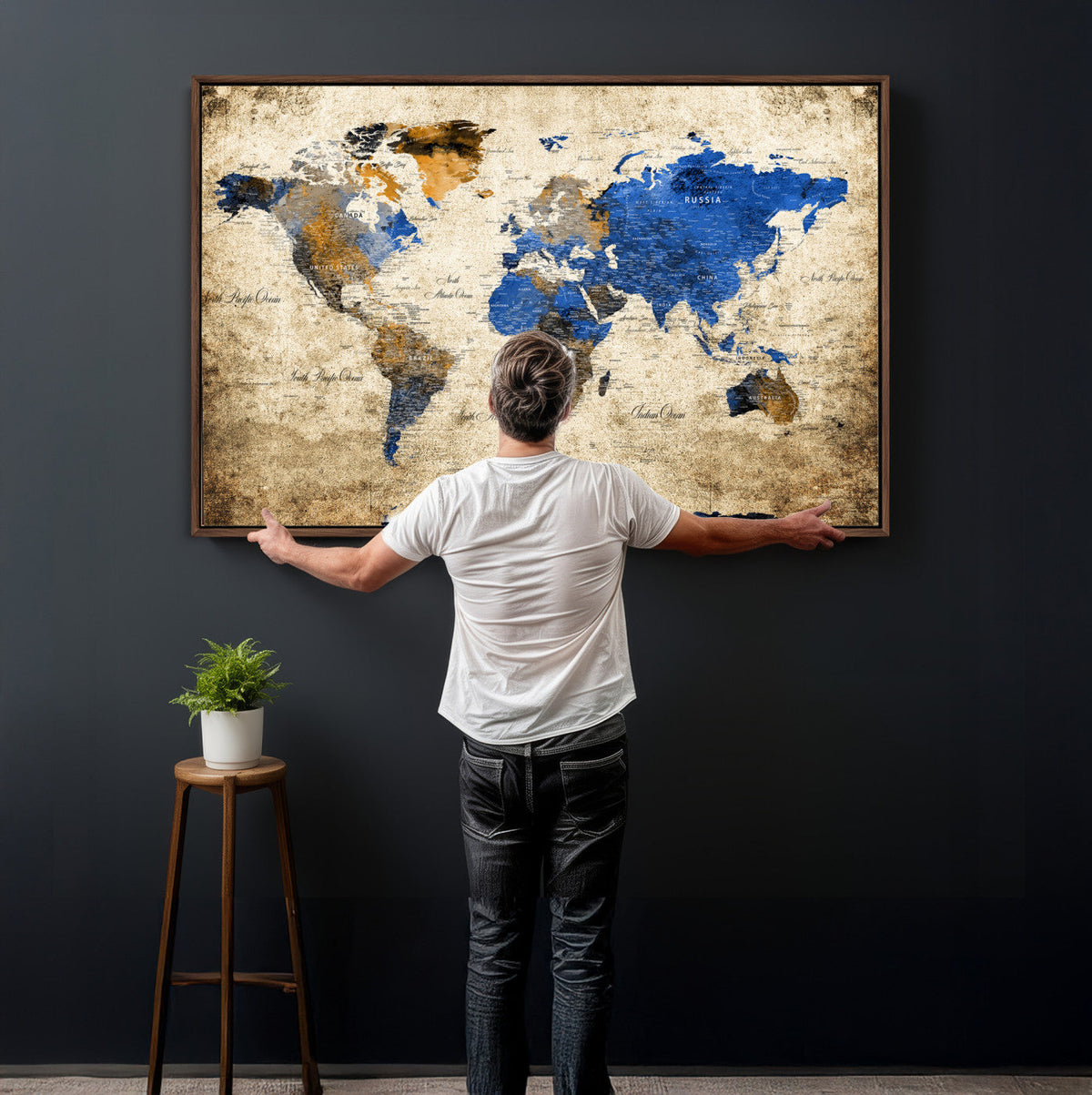 World Map Canvas Print – Colorful Abstract Travel Map,