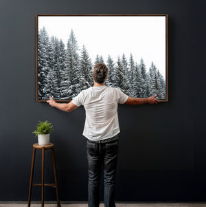 Misty Mountain Forest Canvas Print, Foggy Pine Trees Nature
