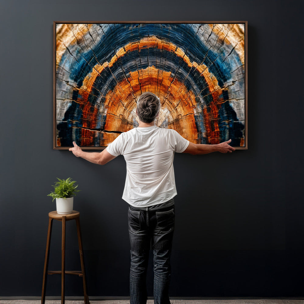 Abstract Wood Grain Canvas Print, Tree Ring Pattern Wall
