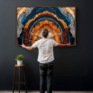 Abstract Wood Grain Canvas Print, Tree Ring Pattern Wall