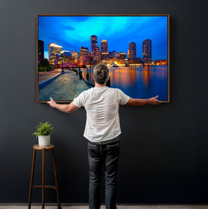 Boston Wall Art Canvas Print, Boston City Downtown Night