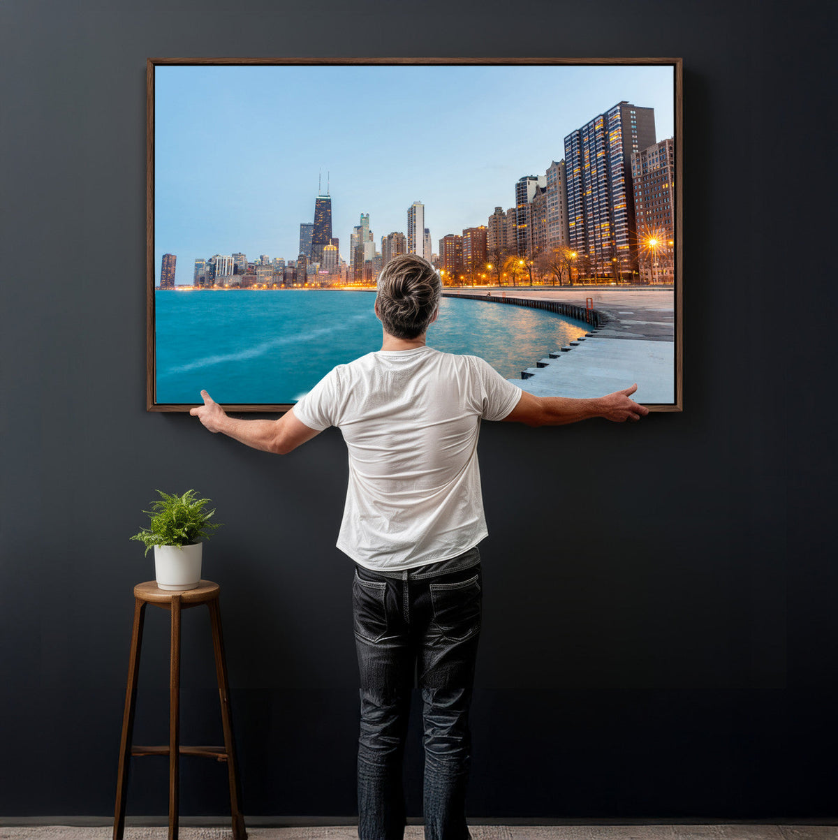 Chicago Wall Art Canvas Print, Chicago City Downtown Night