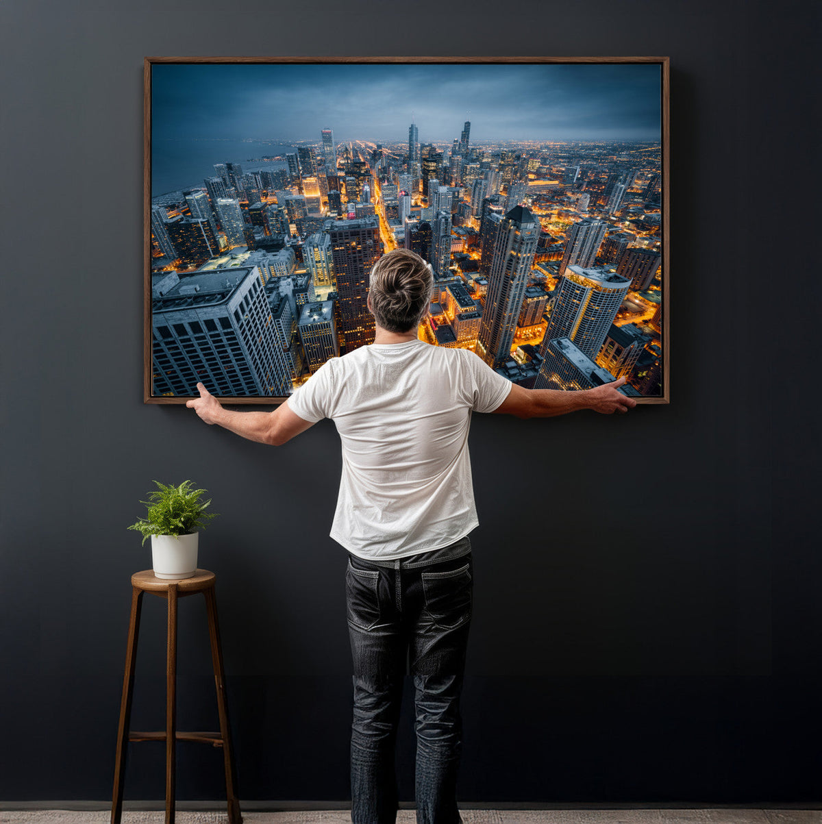 Chicago Wall Art Canvas Print - Chicago City Downtown Night